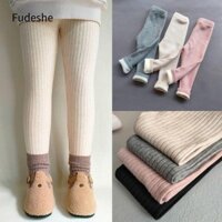 Fudeshe bó bé gái FUDESHE, Quần lông cừu mùa thu đông có gân, Quần legging Cotton ấm áp nối thường ngày cho bé gái