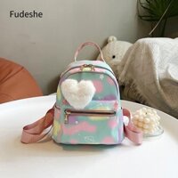 Fudeshe lô nữ, Ba lô Mini chống nước nhiều màu, Dây kéo di động Túi sách Nylon dung tích lớn Du lịch