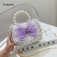 Fudeshe xách công chúa FUDESHE, Tay cầm Túi đeo vai Mini dễ thương, Ví đựng tiền xu bằng da giả bền bỉ cho bé gái