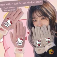 Fuelthefire] Găng tay giữ nhiệt Kawaii Hello Kitty Màn hình cảm ứng Sanrio KT Cat Găng tay dày chống gió ấm áp để chạy xe đạp mới