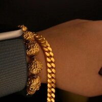 {Fugui With Gold} Vòng tay vuông Cuba mạ 18K Thiết kế thích hợp Vòng tay dây chuyền trơn độc đáo cao cấp tinh tế 30512