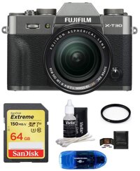 FUJIFILM X-T30 Mirrorless Digital Camera with XF 18-55mm Lens (Dark Silver) Bundle, Includes: SanDisk 64GB Extreme SDXC Memory Card, Card Reader an...