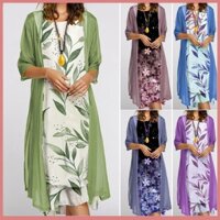 Fulaide 1 Bộ Văn Phòng Nữ Cardigan Đầm Lá Tre Lớn Viền Mùa Hè Vintage Thanh Lịch Bộ Đầm Cho Bữa Tiệc