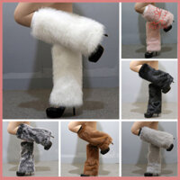 Fulaide 1 Nữ Giả Lông Cáo Chân Ấm Màu Trơn Co Giãn Lông Boot Có Dài Đến Đầu Gối Tất Dài Phụ Kiện Thời Trang