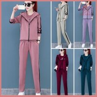 Fulaide 3 Cái / bộ Áo Khoác Nữ Top Quần Bộ Màu Sắc Phù Hợp Với Mềm Dày Có Mũ Trùm Đầu Dài Tay Dây Kéo Co Giãn Vòng Tay Nữ Mùa Xuân Bộ Đồ Thể Thao Mùa Đông