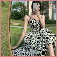 Fulaide Mùa Hè Midi Đầm Cổ Chữ V Không Tay In Hoa Sling Đầm Cao Cấp Thanh Lịch Vintage Đầm Dạo Phố