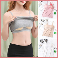 Fulaide Nữ Vest Liền Mạch Đệm Mỏng Phù Hợp Với Màu Trơn Lưng Co Giãn Mùa Hè Camis Tank Top Nữ Đáy Bên Trong Mặc Áo Ngực Top