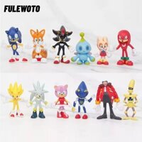 FULEWOTO 12 Nhân Vật Hành Động Sonic, Đồ Chơi Sưu Tập PVC Mô Hình Nhân Vật Trò Chơi, Trang Trí Máy Tính Để Bàn Thực Tế Tượng Sonic Trang Trí