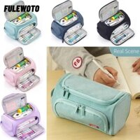 FULEWOTO Hộp đựng bút chì dễ thương, Hộp bút chì siêu lớn đa chức năng, Túi lưu trữ bền bỉ Di động 2 lớp Đồ dùng học tập