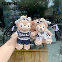 FULEWOTO Mặt dây chuyền gấu sang trọng, Phụ kiện túi xách Phụ kiện chìa khóa ô tô Móc khóa búp bê sang trọng, Quà tặng Trang trí hoạt hình sáng tạo Treo búp bê tình yêu Schoolbag Mặt dây chuyền