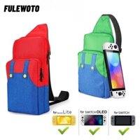 FULEWOTO Phụ kiện mang theo, Túi đeo bảng điều khiển trò chơi chống sốc, Túi đeo vai thông thường dung tích lớn thời trang cho Switch Oled / Sàn hơi nước / Rog Ally X
