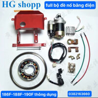 Full Bộ Đề Nổ Máy Cày 186F - 188F -190F Máy Phát Điện 186F -  188F -190F Bộ Đề Máy Phát Điện Dùng Ac Quy 12v Full Bộ Gồm