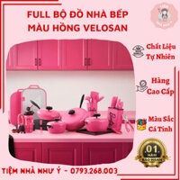 FULL BỘ ĐỒ NHÀ BẾP CAO CẤP MÀU HỒNG CÁ TÍNH BLACK PINK CHÍNH HÃNG VELOSAN