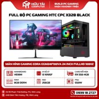 Full Bộ PC Gaming HTC 0626 CPC X32B Black Kèm Màn Hình 24 inch (H510M, CPU i3 10105F, RAM 8GB, SSD 256GB, AMD RX 550 4GB, PSU 550W)