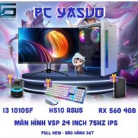 Full bộ PC Gaming, I3 10105f, Rx560 4g d5, màn 24" VSP ips 75hz - new BH 36T - tặng phím chuột, loa - siêu rẻ