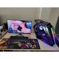 Full bộ pc gaming, I5 1050ti màn 24" 75hz phím chuột led RGB - chiến PUBG, GTV, LOL , FO4, CSGO - Trắng Hồng Xanh Đen lắ