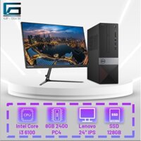 Full bộ pc văn phòng Dell Vostro 3267 SFF i3 6100 8GB SSD cực nhanh, màn 24" lenovo ips, phím chuột