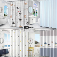 Full Bộ Rèm Nhà Tắm Chống Nước Không Khoan Tường, Rèm Ngăn Phòng Tắm Và Bồn Cầu Và Thanh Treo - VivaTrend - RNT01