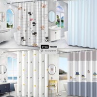 Full Bộ Rèm Nhà Tắm Chống Nước Không Khoan Tường, Rèm Ngăn Phòng Tắm Và Bồn Cầu Và Thanh Treo - VivaTrend - RNT01