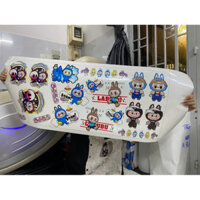 Full bôn tem sticker dán xe LABUBU dễ thương dán xe trắng
