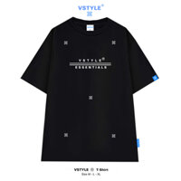 (FULL BOX) Áo Thun Basic Logo Vstyle "Thêu hoạ tiết Big logo" Unisex Nam Nữ Local Brand - Đen