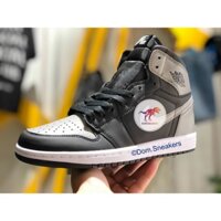 (Full box-bill) Giày thể thao nam nữ cao cổ Nike Air Jordan JD1 đen phối ghi xám (bản đẹp)