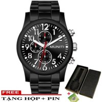 (FULL BOX) Đồng Hồ Nam MUNITI JAPAN Doanh Nhân Dây Thép Đúc Đặc Kim Dạ Quang_ Tặng Hộp + Pin