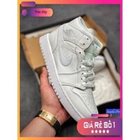 (FULL BOX) Giày thể thao AIR Jordan 1 Mid Triple White siêu đẹp dành cho nam nữ ⁸ :; ` ; , ‣ , $ Ⓡ # ¹ '