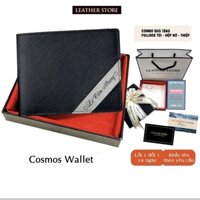 [Full Box Quà Tặng] Ví Nam Khắc Tên Theo Yêu Cầu Da Saffiano  Sọc Chéo Quà Tặng Hộp Nơ Túi Thiệp