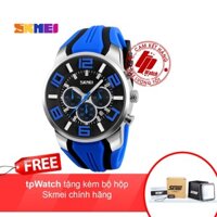 [Full box]Đồng hồ nam thể thao Skmei 9128- chạy 6 kim- dây màu xanh-tpWatch