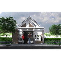 Full hồ sơ bản vẽ cad Nhà phố mái thái 1 tầng kích thước 6x25.4m kèm file sketchup