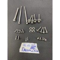 Full ốc áo inox 304 salaya 32con gắn xe dream , dream lùn thông dụng 32 con cả dài lẫn ngắn ( Dream 32 con )