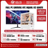 FULL PC GAMING HTC 0626 AQUAL X3 WHITE ( Main B550M WIFI, CPU ryzen 5 5500, SSD 256GB, Ram 16GB, VGA RX 6600 8GB, CASE AQUAL X3 WHITE, Màn hình 24 inch Aiwa 180hz)