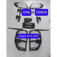 Full phụ kiện Ford Ranger 2013 2014 2015 ốp đèn pha hậu, ốp tay cốp, tay hõm, vè che mưa, ốp inox chân kính