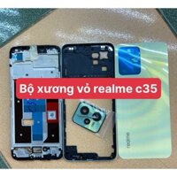 Full Realme C35 /bộ vỏ +xương+khay sim+kính camera+phím bấm điện thoại realme C35-ráp máy chuẩn