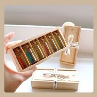 Full Set 6  Lọ Điều Ước Thủy Tinh Trong Suốt  để tạo bất ngờ bỏ ,Làm Quà Tặng, Có Kèm Hộp Gỗ, Đèn Nháy