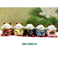 Full Set Bộ 5 Tượng mèo sứ thần tài Maneki Neko Japan  mèo đứng