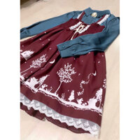 Full set váy đầm Lolita JSK đỏ phối blouse xanh cho Noel / Giáng Sinh