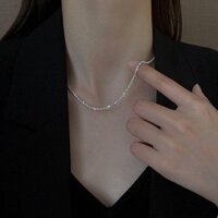 Full Star Titan thép không phai vòng cổ thích hợp bạc lấp lánh choker xương đòn chuỗi vòng tay vòng chân