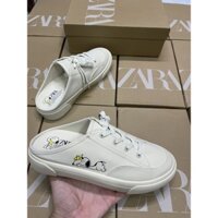 [Full Tag Xịn ] Giày Zara Lười Canvas SNOOPY Đạp Gót (Freeship) $