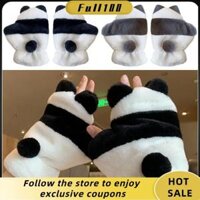 FULL100 Mùa đông Găng tay giữ ấm Gấu trúc hoạt hình Dễ thương Găng Tay Nửa Ngón Thời trang Thường ngày Găng tay hở ngón