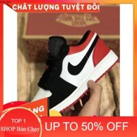 (FULLBOX- BẢN ĐẸP) Giày thể thao AIR JORDAN 1 Low Red White Trắng mũi đen gót đỏ siêu đẹp '