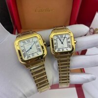 fullbox - Đồng Hồ đôi Cartier Santos 35mm-40mm máy cơ nhật, khung thép không gỉ 904l