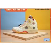 (Fullbox) Giày thể thao Air Jordan 5 Retro Off White Sail trắng hồng siêu đẹp, siêu chất cho nam và nữ -JK*7