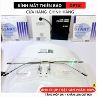 (Fullbox) Gọng kính khoan hợp kim BETA TITANIUM cao cấp Bạc sáng Siver loại I xịn KT100TB100SILVER hàng cực xịn cao cấp