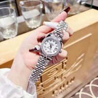 fullbox hãng - đồng hồ nữ Rolex Datejust 32mm máy pin nhật bản, viền đá CZ - dây thép không gỉ sang trọng