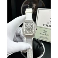 fullbox hãng - đồng hồ nữ Franck Muller Vanguard 32mm máy Japanquartz, mặt full đá CZ - dây da thanh lịch