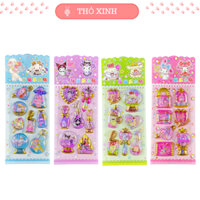 [Fullbox] Hộp 24 túi miếng dán sticker nước Sanrio 3D dễ thương cho bé trai và bé gái dùng làm tem dán sách vở 39478