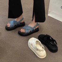 "(FULLBOX) Sandal Nữ Hàn Quốc 4cm Dây TUA DUA - Bản Đế Siêu êm (Phù Hợp Cho Chân Gầy, Lùi 1 Cỡ)"