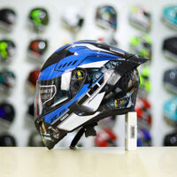 FullCombo Mũ ROC 05 K3SV 2 Kính Đen Bóng Gắn Đuôi Gió Pista + Dán Tem Decal Yamaha R15 Xanh GP